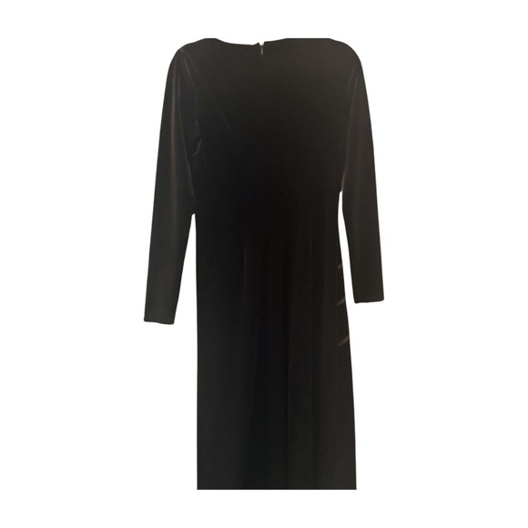 Tadashi Collection Black Velvet Long Sleeve Midi Dress Rhinestone Detail Size M - Picture 4 of 6